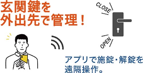 玄関鍵を外出先で管理！